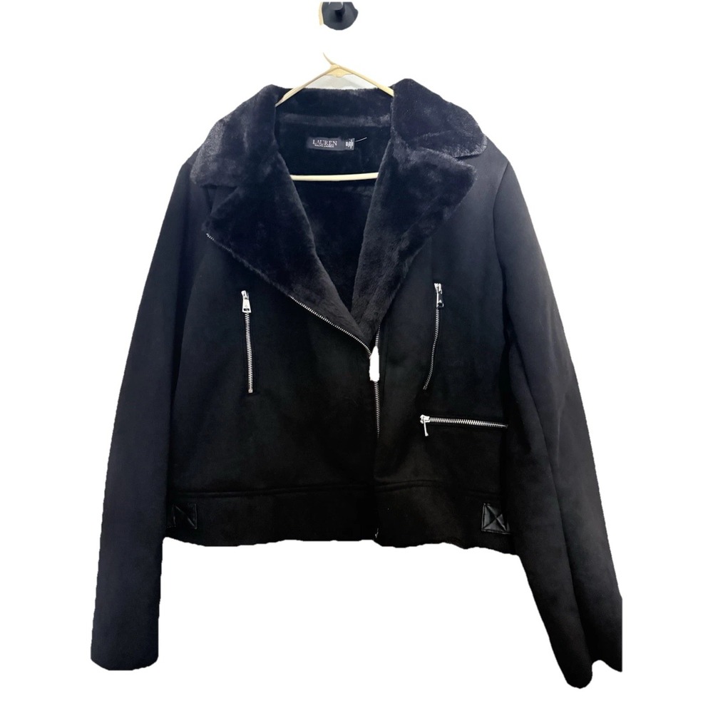 Women's Lauren Ralph Lauren Faux Shearling Moto Jacket XXL